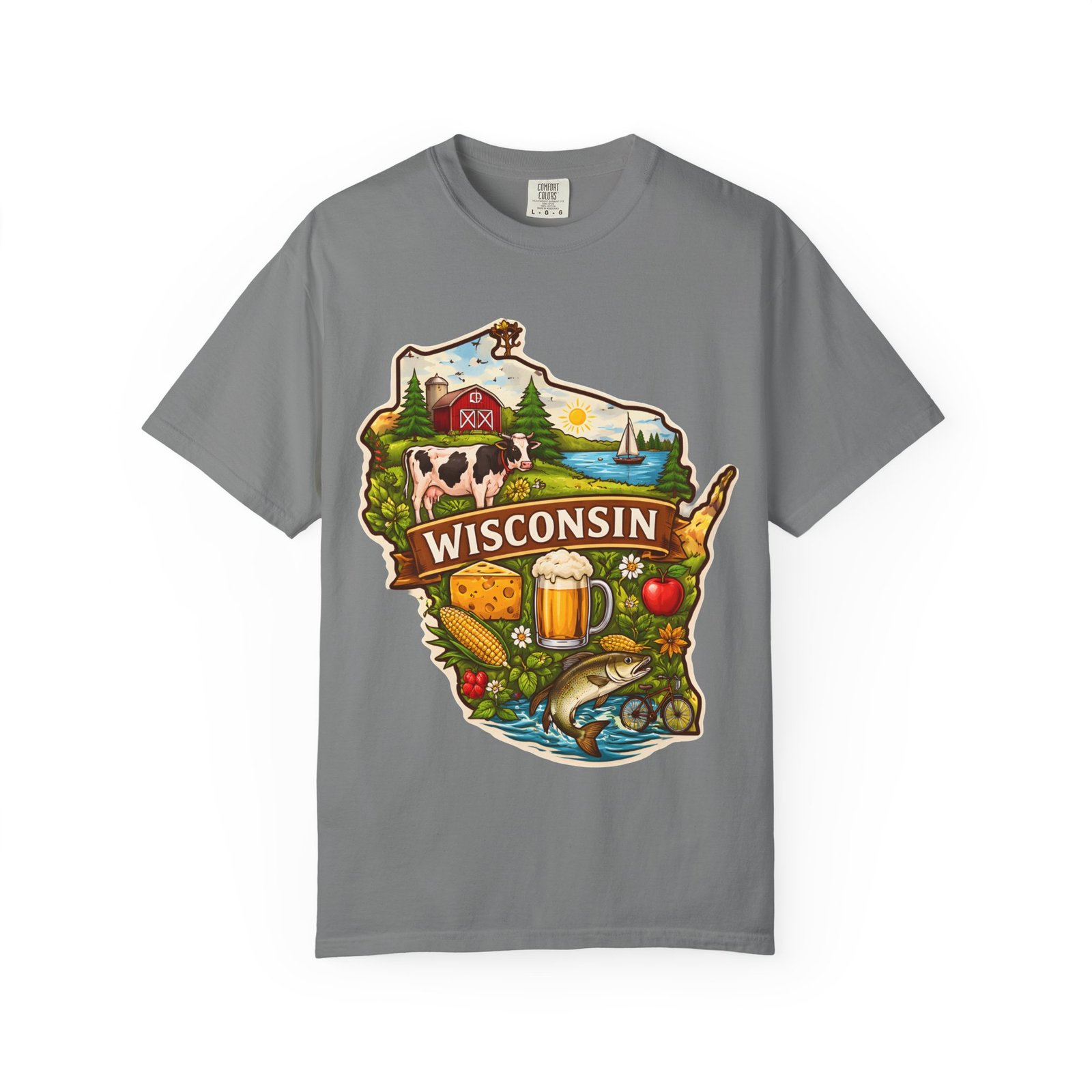 Wisconsin State Map T-Shirt — Dairy, Beer & Lake Life Graphic Tee - Image 41