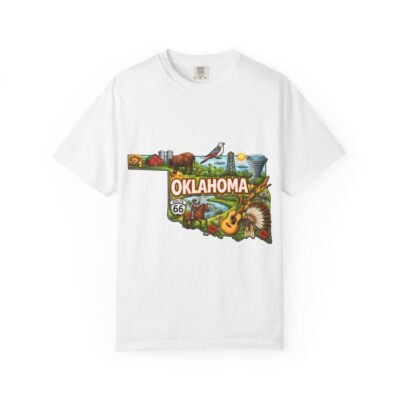 Oklahoma State Map Graphic T-Shirt — Route 66 & Local Icons Tee