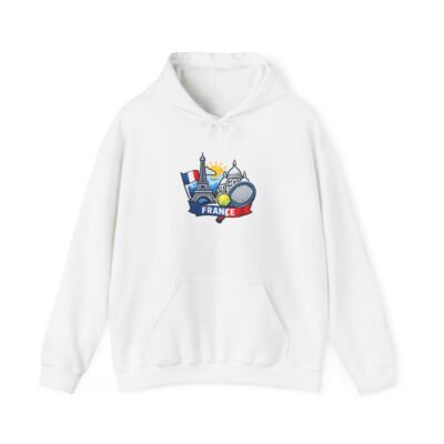 France Tennis Hoodie — Eiffel Tower, Arc de Triomphe Travel Souvenir Sweatshirt