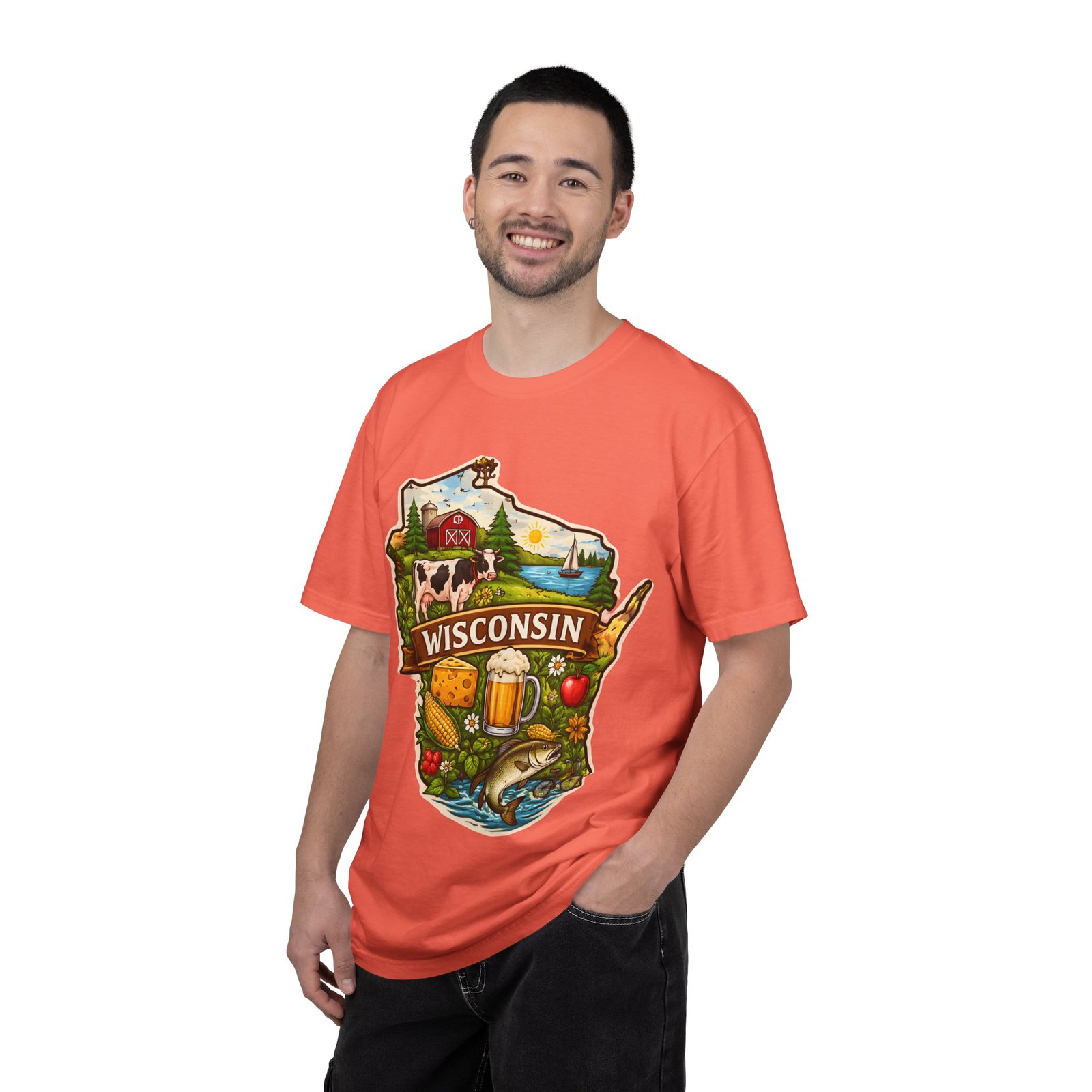 Wisconsin State Map T-Shirt — Dairy, Beer & Lake Life Graphic Tee - Image 14