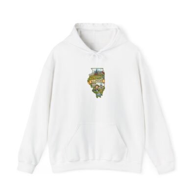 Illinois State Map Hoodie — Vintage Scenic Landmark Design