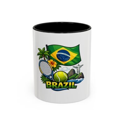 Brazil Tennis Coffee Mug – Brazilian Flag, Christ the Redeemer & Tennis Design (11/15oz)