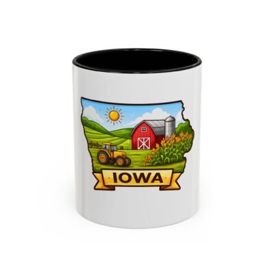 Iowa Farm Coffee Mug – State Map Tractor Barn Accent Mug (11oz & 15oz)