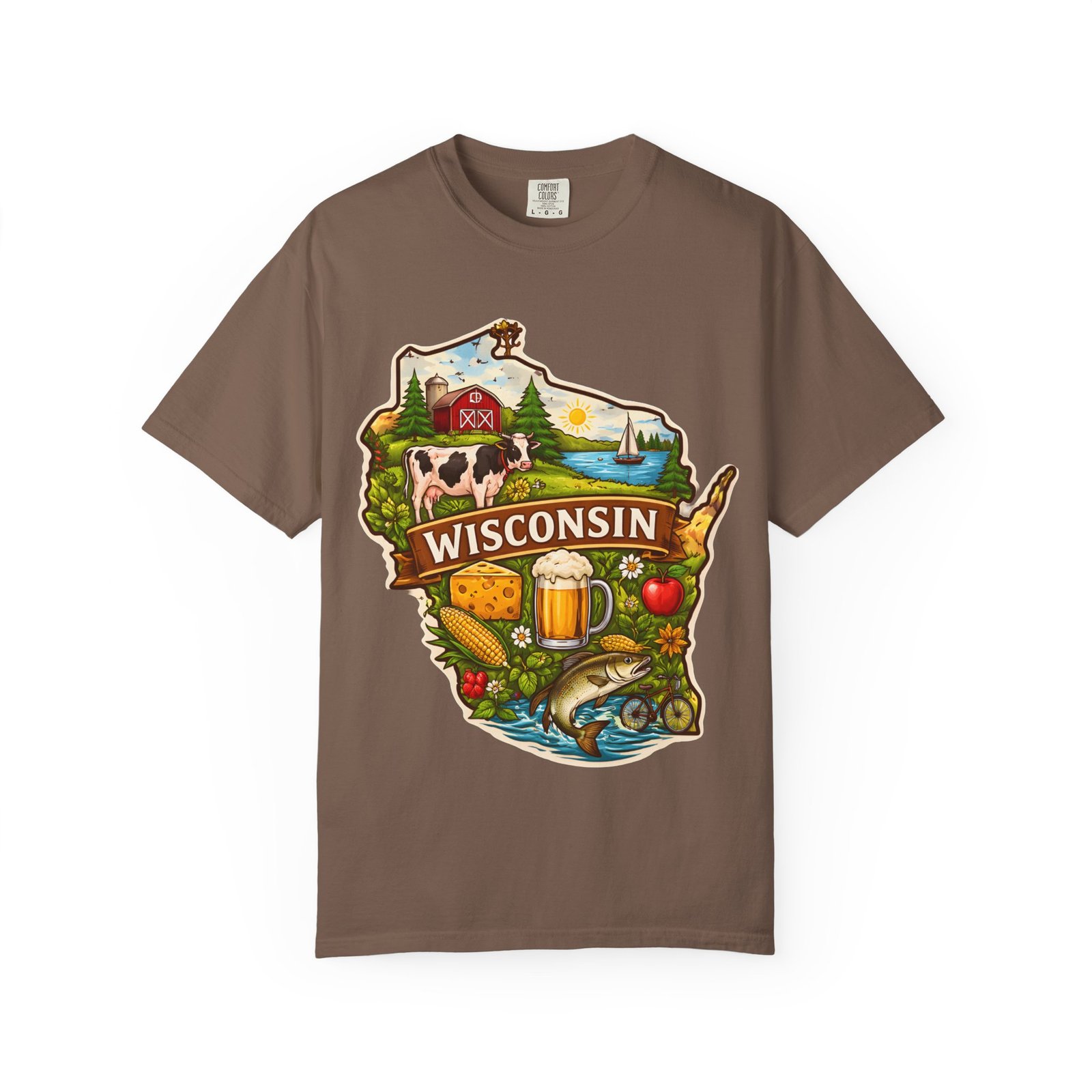 Wisconsin State Map T-Shirt — Dairy, Beer & Lake Life Graphic Tee - Image 31