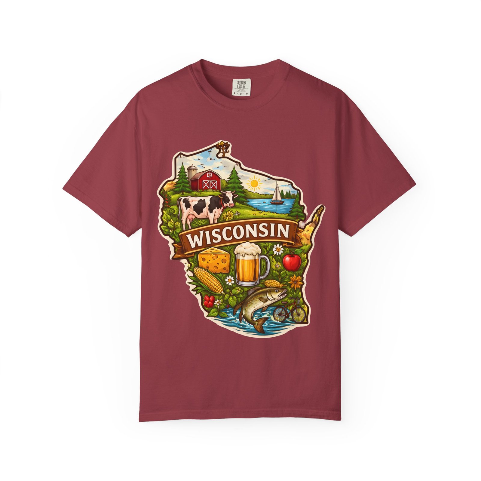 Wisconsin State Map T-Shirt — Dairy, Beer & Lake Life Graphic Tee - Image 66