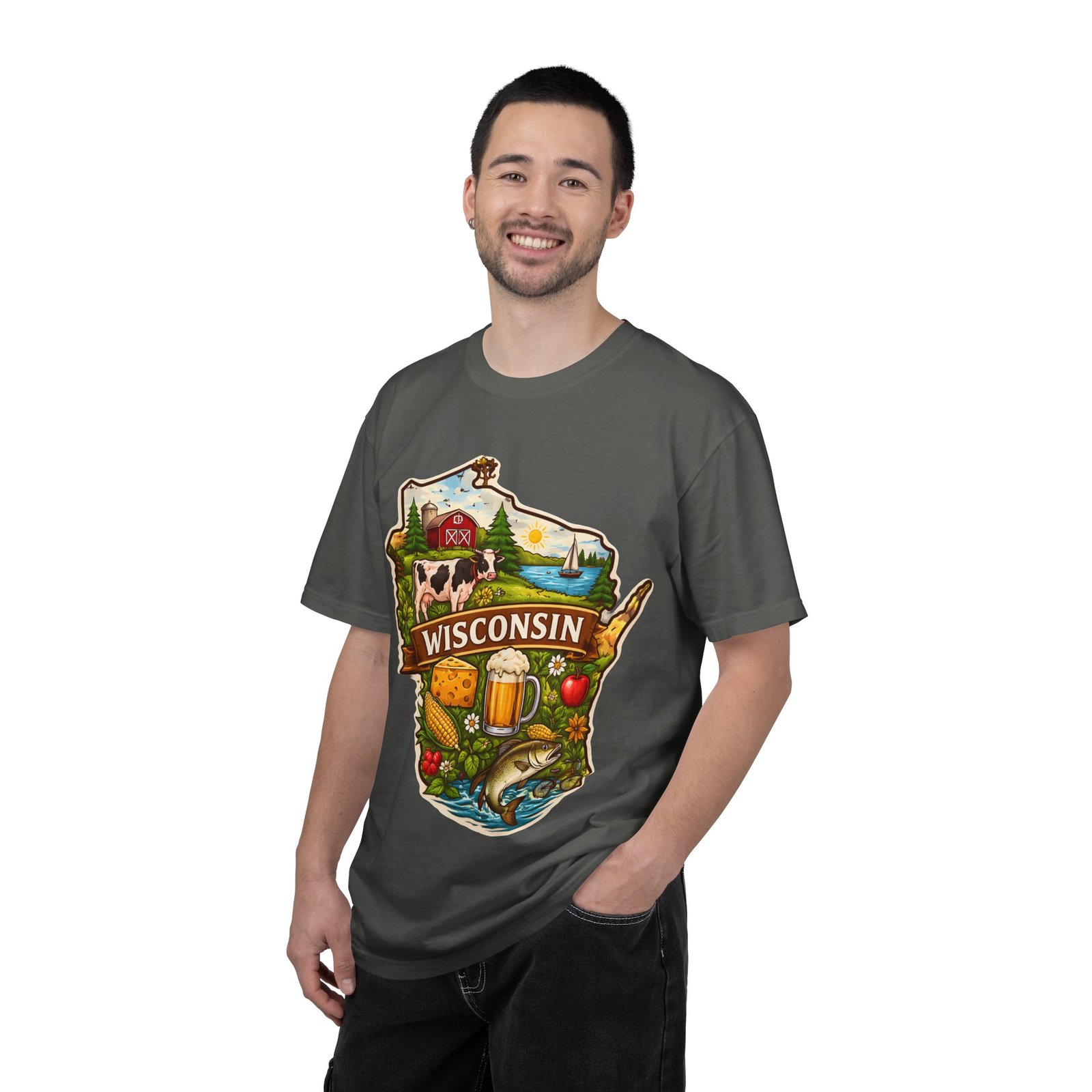 Wisconsin State Map T-Shirt — Dairy, Beer & Lake Life Graphic Tee - Image 39
