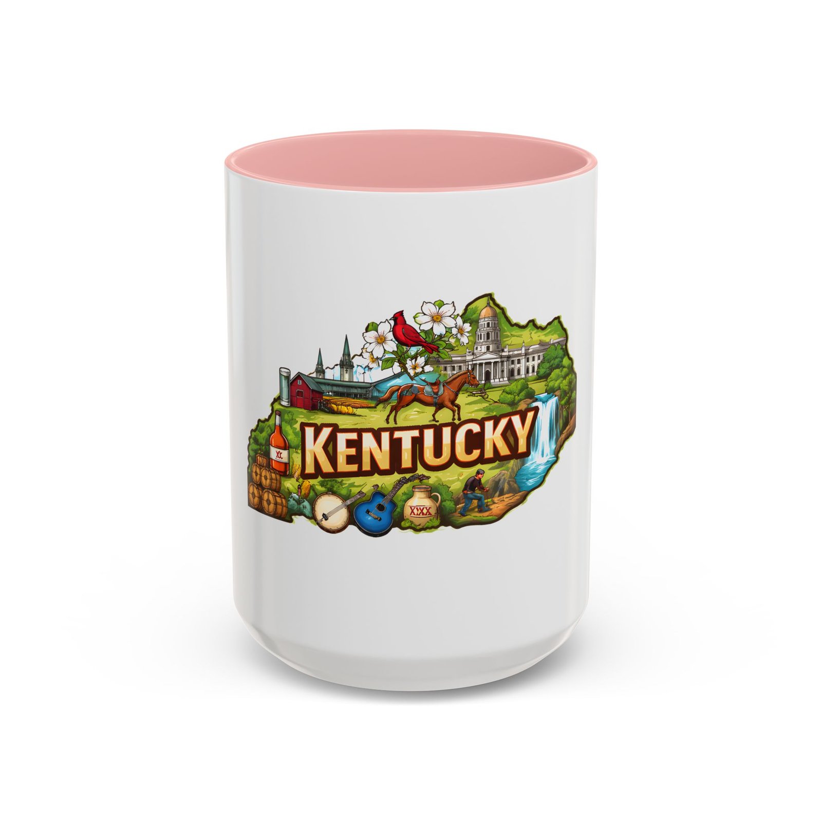 Kentucky State Map Accent Coffee Mug — Scenic Landmark Travel Souvenir (11/15oz) - Image 25