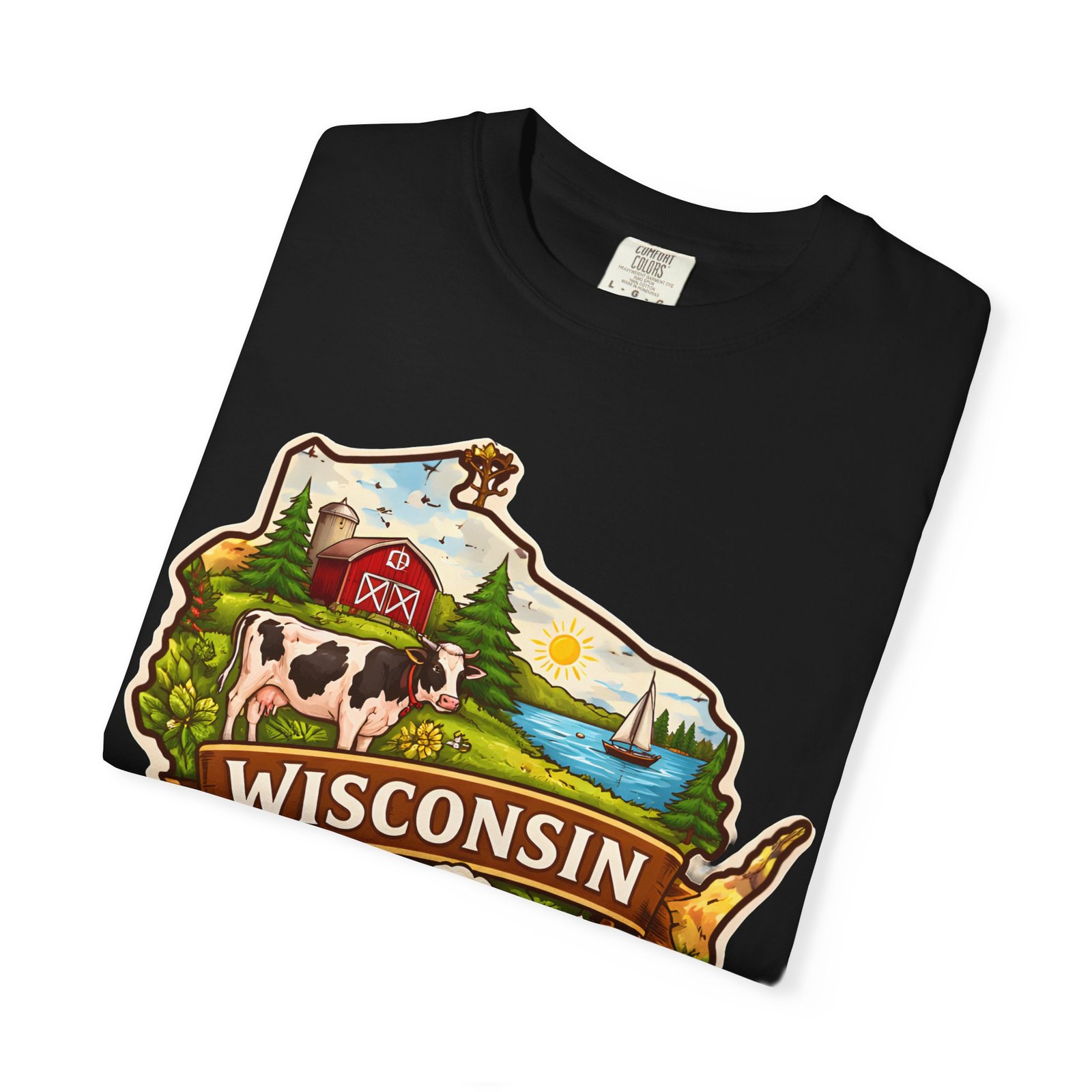 Wisconsin State Map T-Shirt — Dairy, Beer & Lake Life Graphic Tee - Image 63