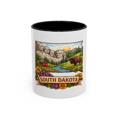 South Dakota Scenic Coffee Mug — Mount Rushmore, Bison & State Pride Accent Mug