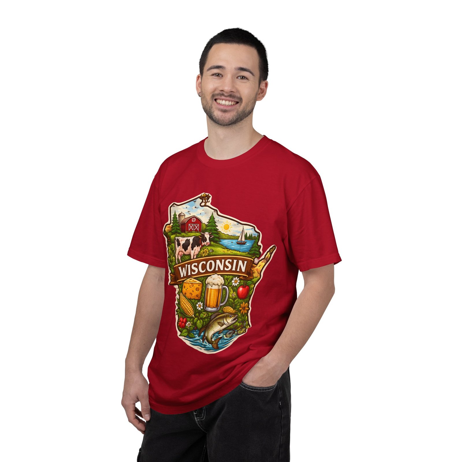 Wisconsin State Map T-Shirt — Dairy, Beer & Lake Life Graphic Tee - Image 74