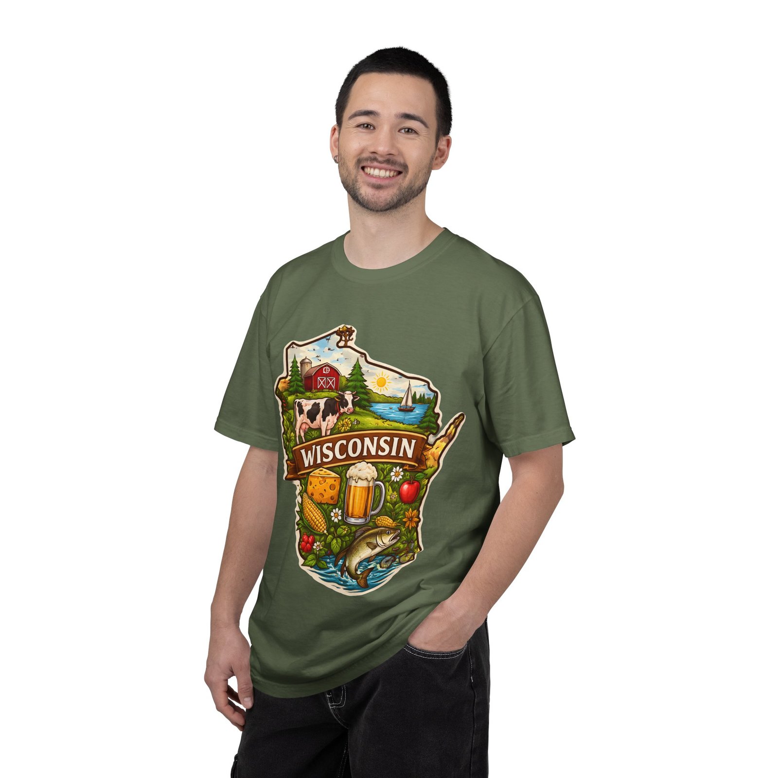 Wisconsin State Map T-Shirt — Dairy, Beer & Lake Life Graphic Tee - Image 49