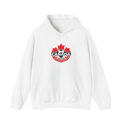 Canada Soccer Hoodie — Red Maple Leaf Crest Soccer Fan Pullover