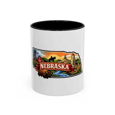 Nebraska State Pride Coffee Mug — Scenic Midwest Retro Design (11/15oz)