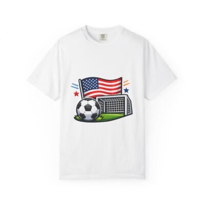 American Soccer T-Shirt — USA Flag, Soccer Ball & Goal Graphic