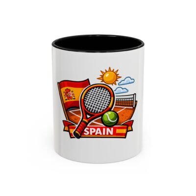 Spain Tennis Coffee Mug – Clay Court, Racket & Ball Accent Mug