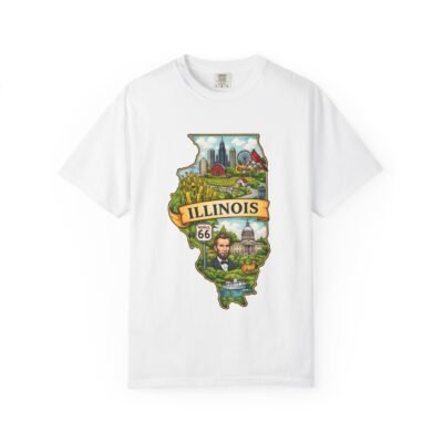 Illinois State Map T-Shirt – Vintage Route 66 & Landmarks Graphic Tee