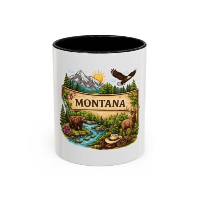 Montana Wilderness Coffee Mug – Scenic Mountain, Bear & Eagle Accent Mug (11/15oz)