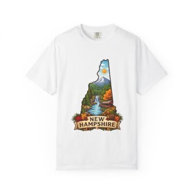 New Hampshire State Outline Nature T-Shirt — Mountain, Lake & Autumn Scenic Tee