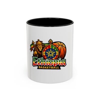 Ethiopia Basketball Accent Mug — Lion & Flag Sports Coffee Cup (11/15oz)