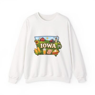 Iowa State Map Sweatshirt — Cute Farm, Corn & Pig Graphic Crewneck