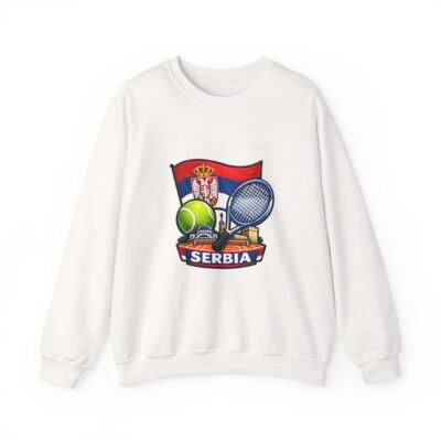 Serbia Tennis Crewneck Sweatshirt – Serbian Flag & Rackets Sports Pullover