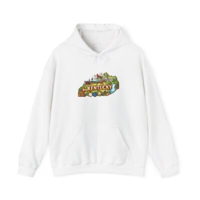 Kentucky State Map Hoodie – Illustrated Landmarks & Scenic Roadtrip Pullover