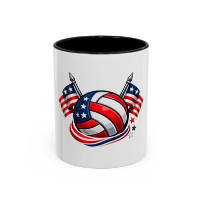 Patriotic Volleyball Coffee Mug — American Flag Volleyball Accent Mug