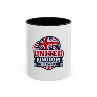 United Kingdom Volleyball Accent Coffee Mug – UK Flag Volleyball Fan Gift (11/15 oz)