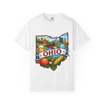 Ohio State Pride T-Shirt — Retro State Map with Landmarks & Local Icons