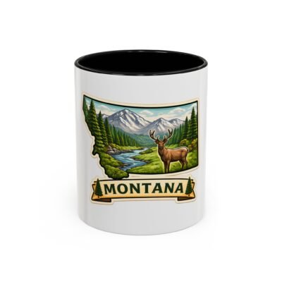 Montana Scenic Coffee Mug — Rustic Elk & Mountain Landscape Accent Mug