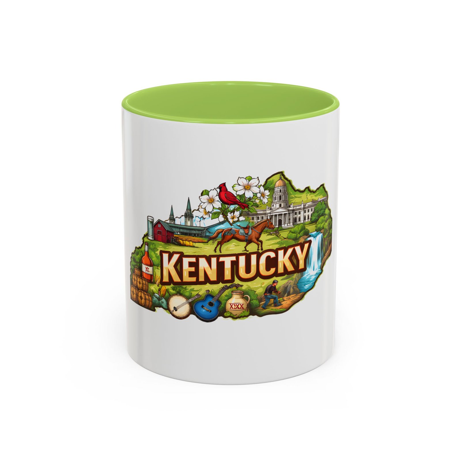 Kentucky State Map Accent Coffee Mug — Scenic Landmark Travel Souvenir (11/15oz) - Image 57
