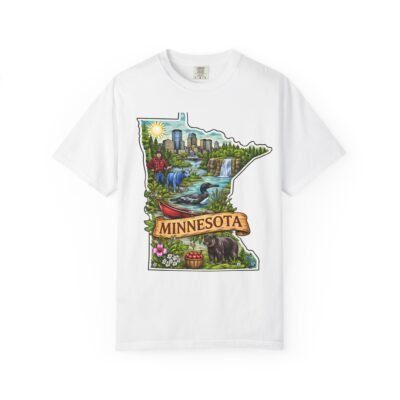 Minnesota State Map Scenic T-Shirt — Nature, Cities & Lakes Design