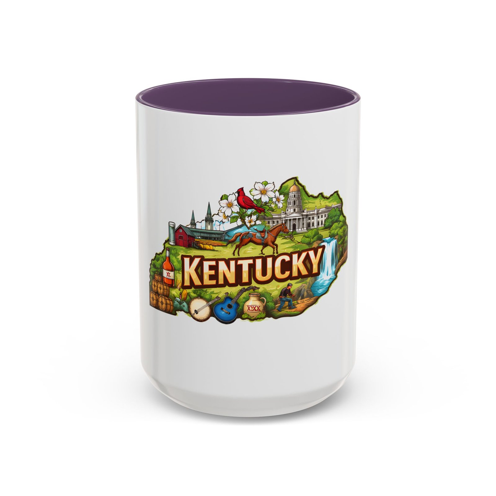 Kentucky State Map Accent Coffee Mug — Scenic Landmark Travel Souvenir (11/15oz) - Image 65