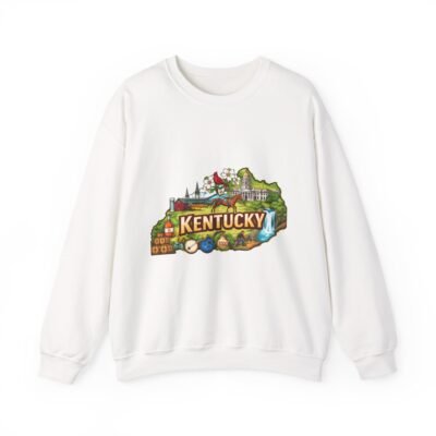 Kentucky State Map Sweatshirt — Vintage Kentucky Landmarks & Icons Crewneck