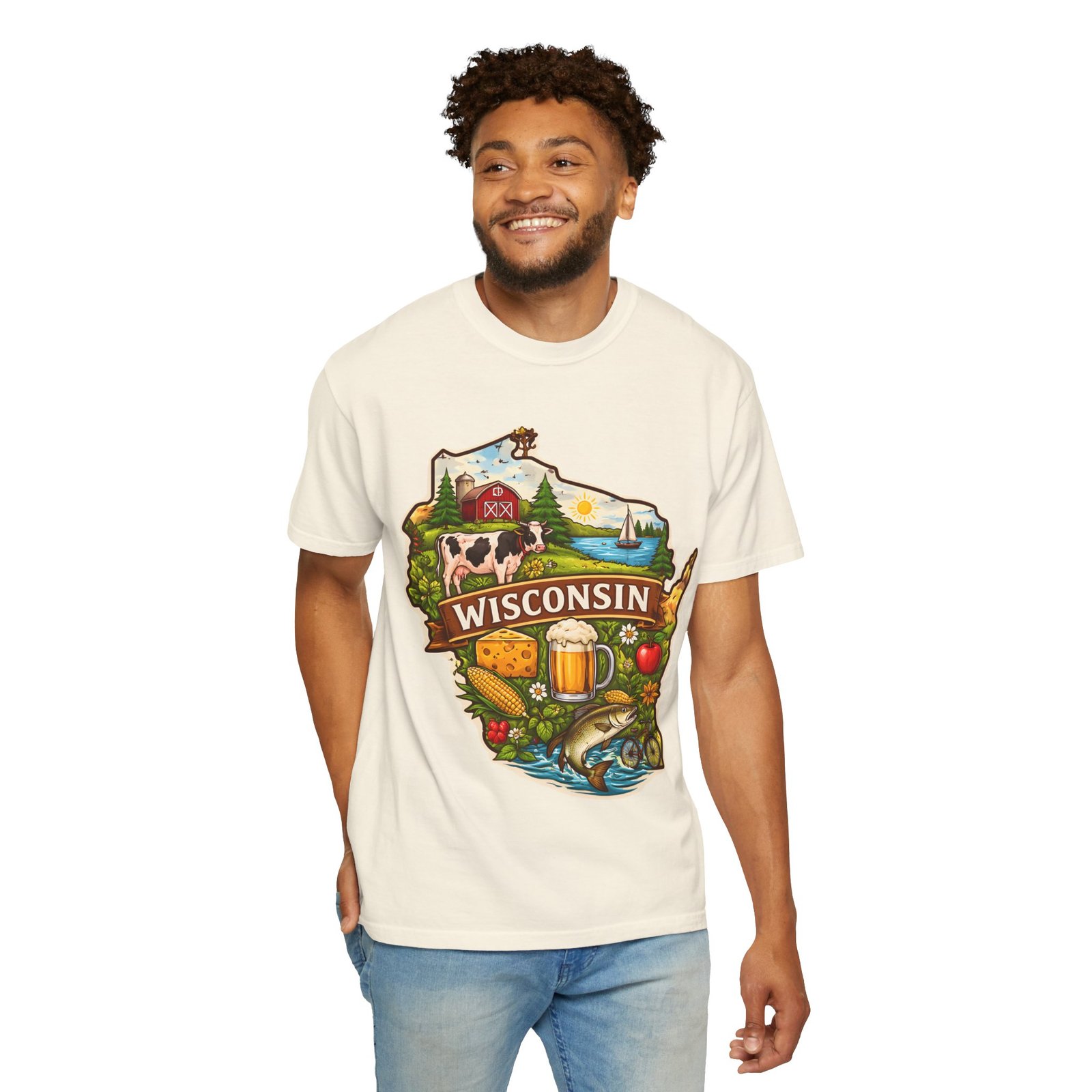 Wisconsin State Map T-Shirt — Dairy, Beer & Lake Life Graphic Tee - Image 25
