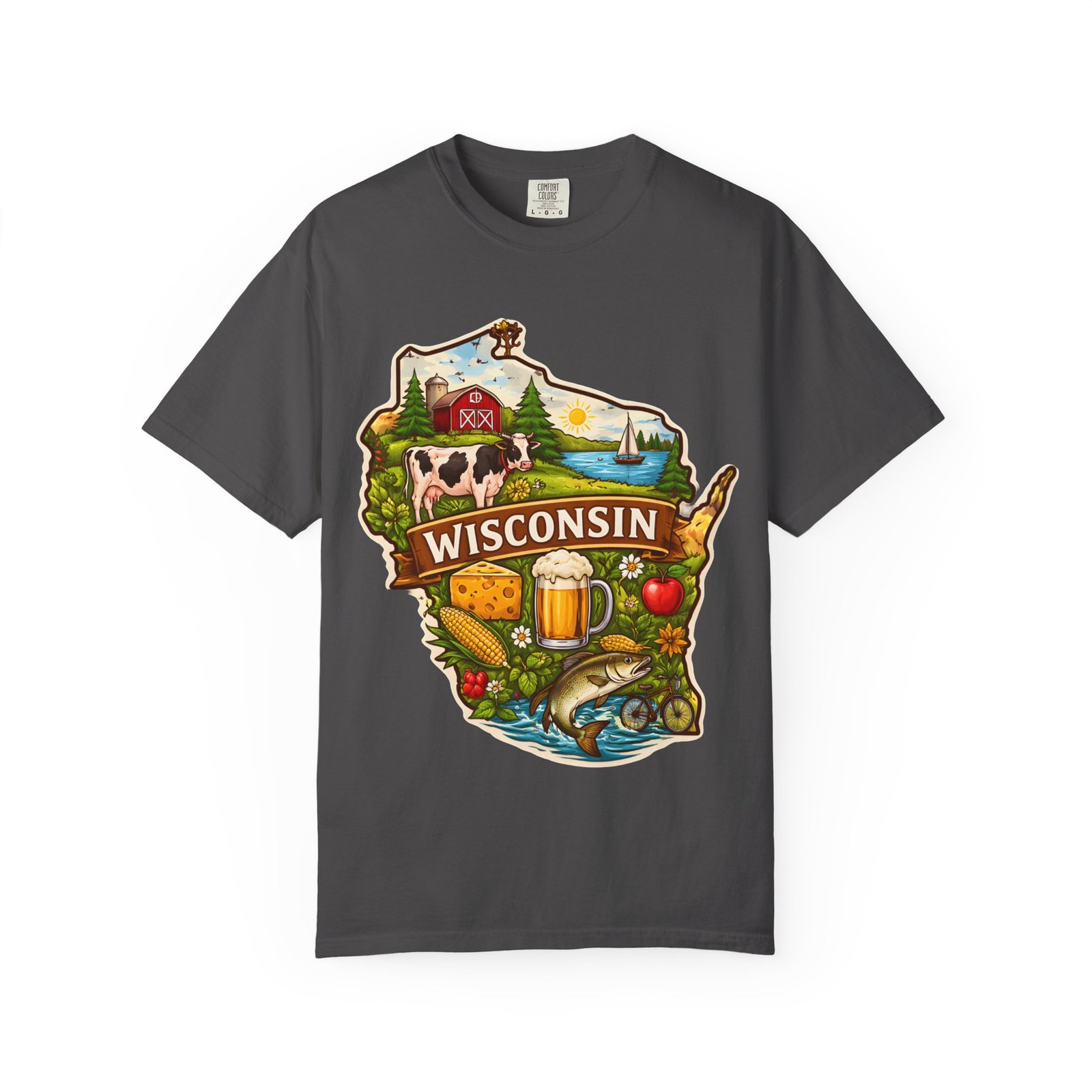 Wisconsin State Map T-Shirt — Dairy, Beer & Lake Life Graphic Tee - Image 56