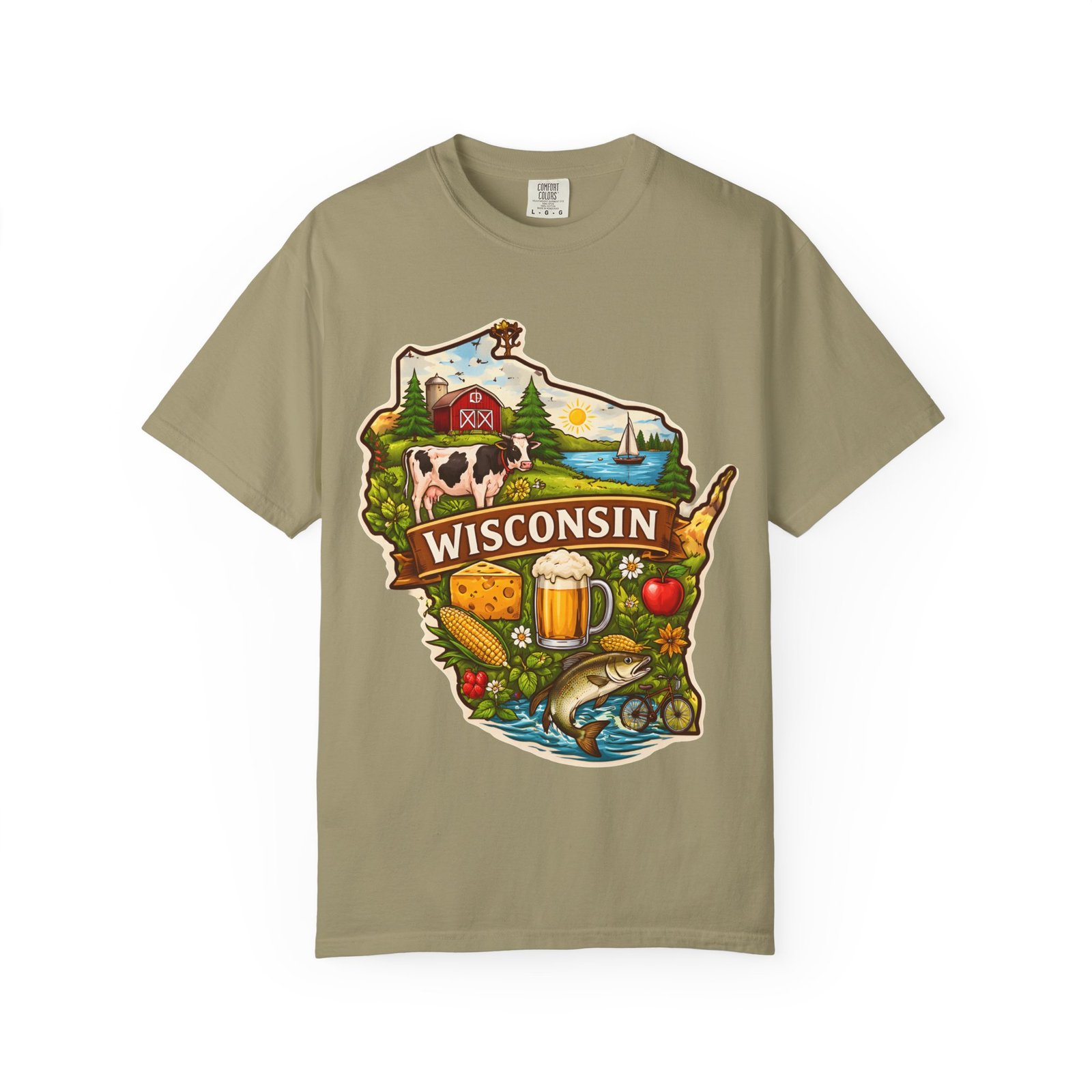 Wisconsin State Map T-Shirt — Dairy, Beer & Lake Life Graphic Tee - Image 26