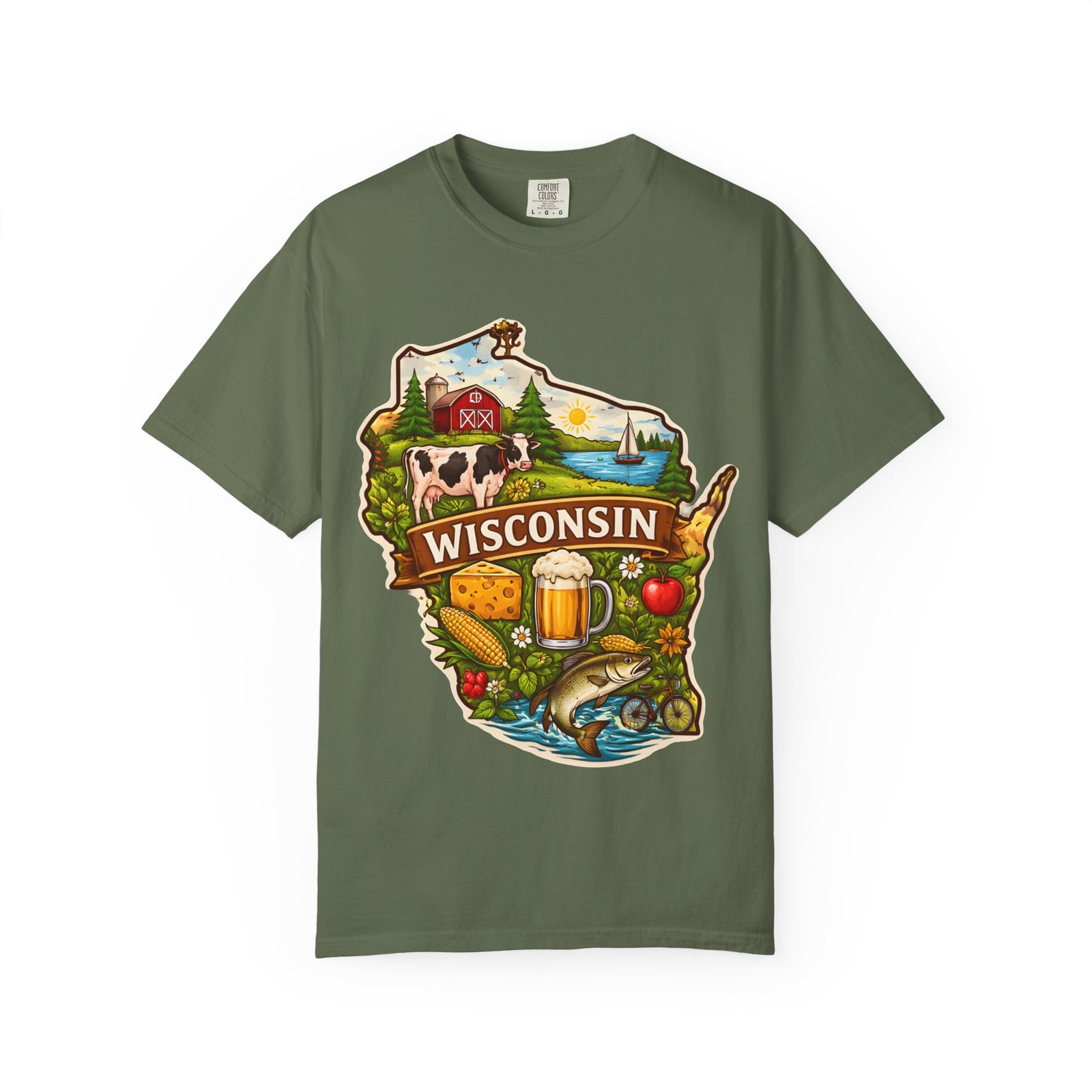 Wisconsin State Map T-Shirt — Dairy, Beer & Lake Life Graphic Tee - Image 46