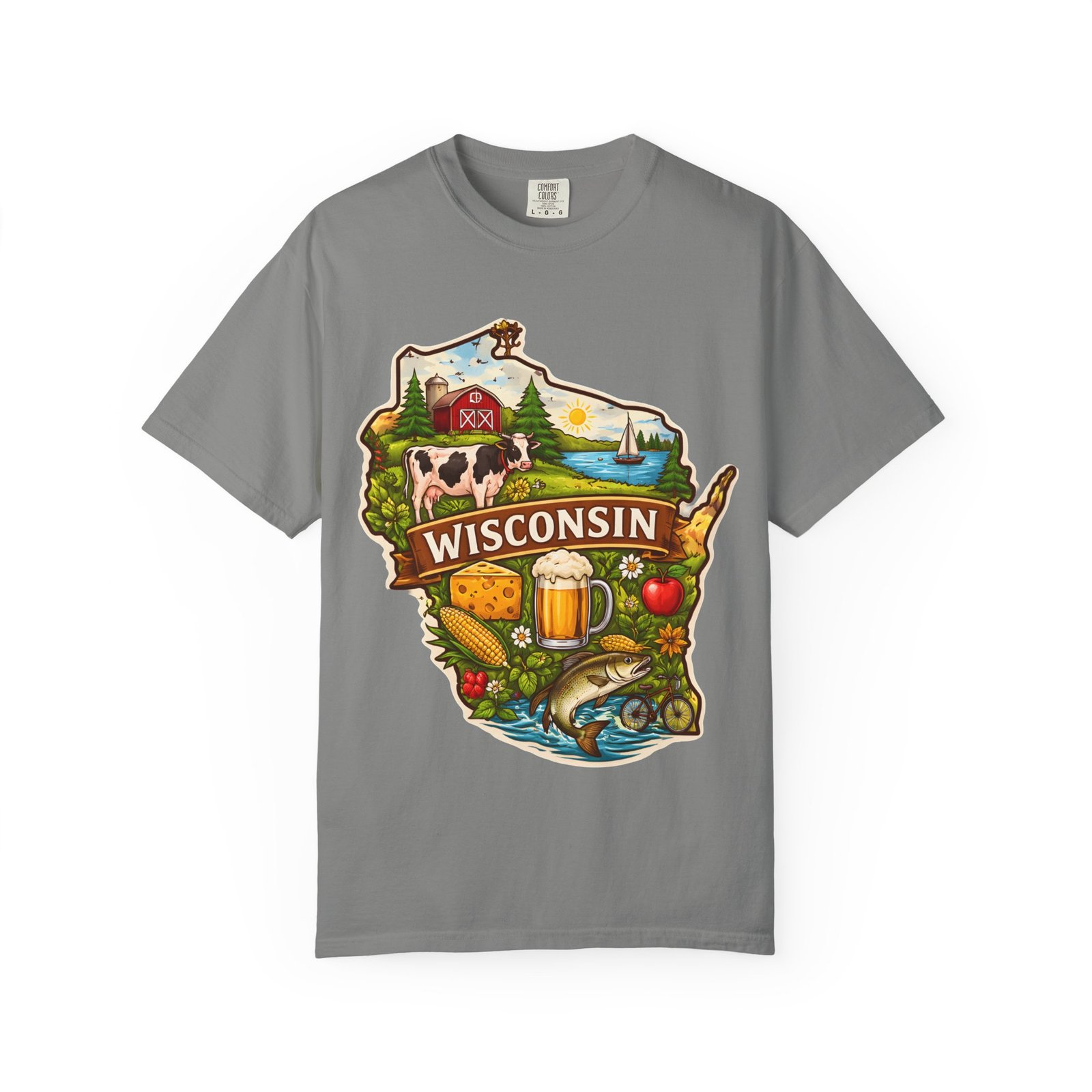 Wisconsin State Map T-Shirt — Dairy, Beer & Lake Life Graphic Tee - Image 51