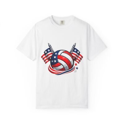 Patriotic Volleyball T-Shirt — USA Flag Volleyball Graphic for 4th of July