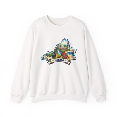 Virginia State Outline Crewneck Sweatshirt – Vintage Scenic Virginia Town Graphic