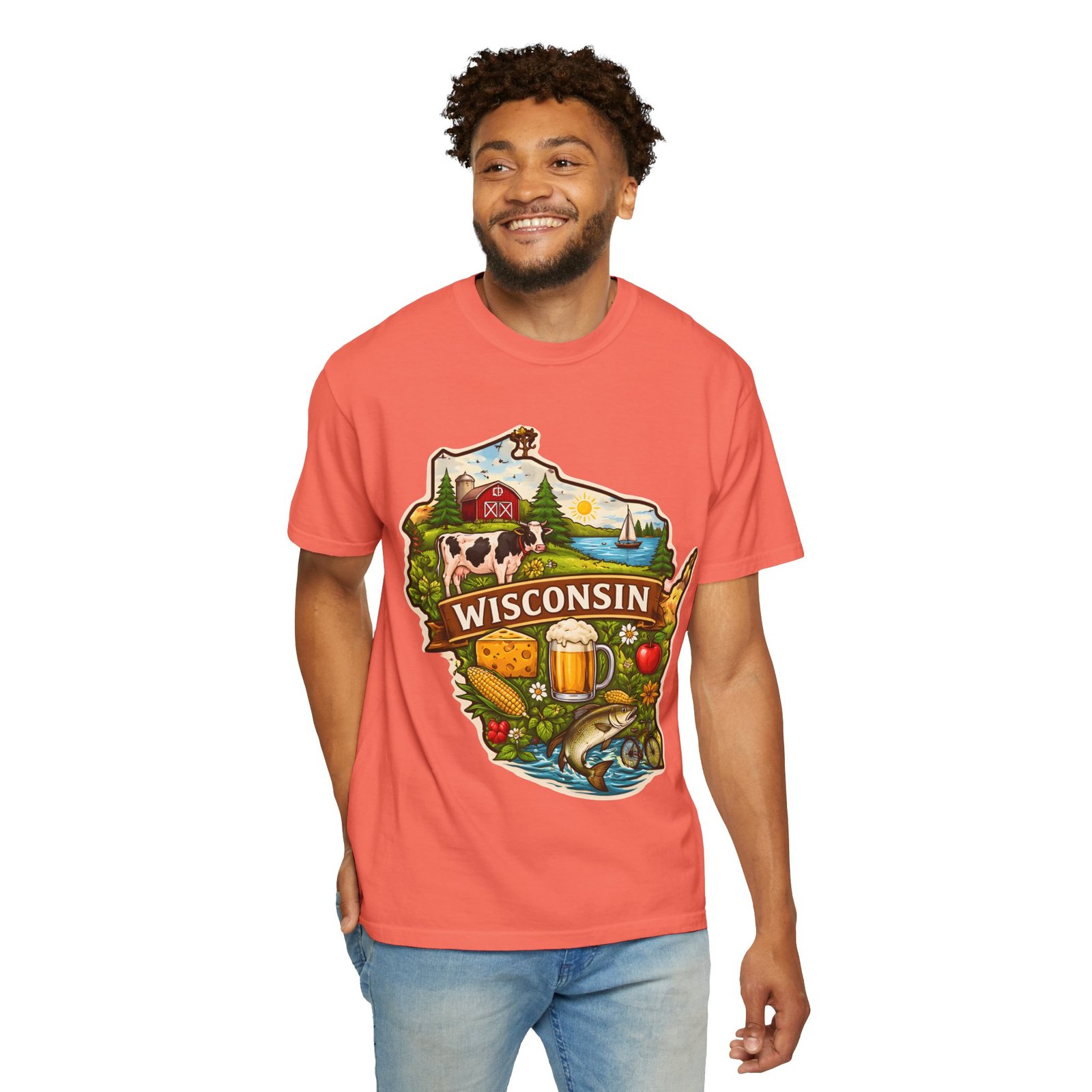 Wisconsin State Map T-Shirt — Dairy, Beer & Lake Life Graphic Tee - Image 15