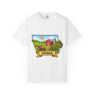 Iowa Farm Scene T-Shirt — Retro Barn & Tractor State Pride Tee