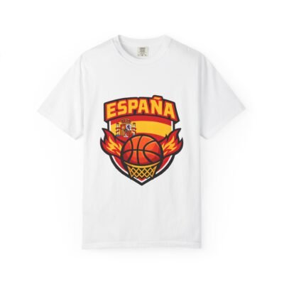 España Basketball T‑Shirt — Flaming Ball & Crest Spain Basketball Tee