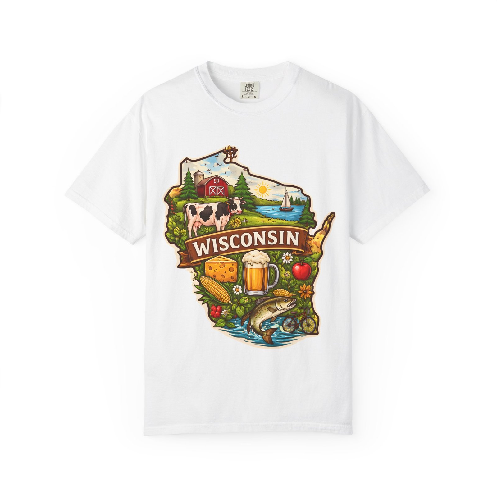 Wisconsin State Map T-Shirt — Dairy, Beer & Lake Life Graphic Tee