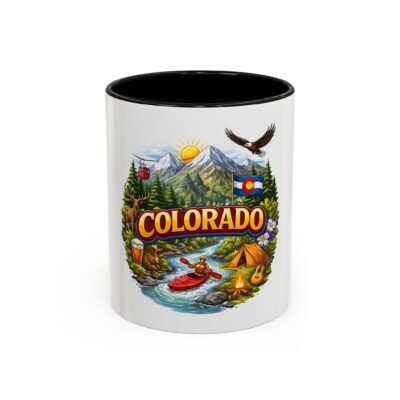 Colorado Adventure Coffee Mug – Scenic Mountains, Camping & Kayaking Accent Mug