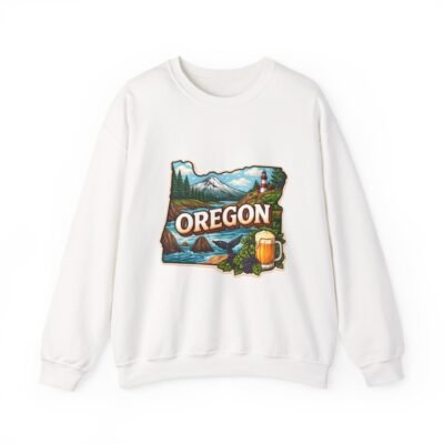 Oregon State Scenic Crewneck Sweatshirt — Mountain, Forest & Beer Design