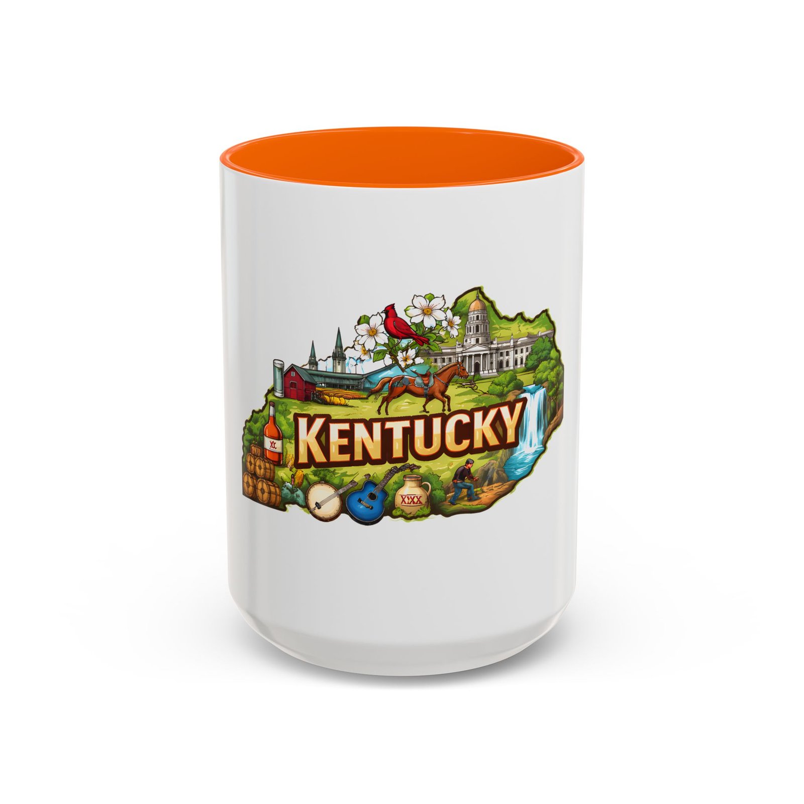 Kentucky State Map Accent Coffee Mug — Scenic Landmark Travel Souvenir (11/15oz) - Image 49