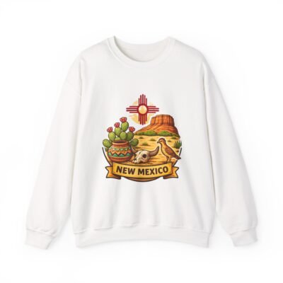 New Mexico Crewneck Sweatshirt — Southwestern Desert Cactus & Zia Symbol Design