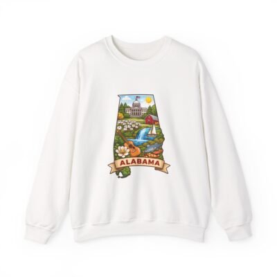 Alabama State Scenic Crewneck Sweatshirt – Vintage Map Design